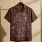Botan — Brown Embroidered Cotton Shirt by Hilo Design