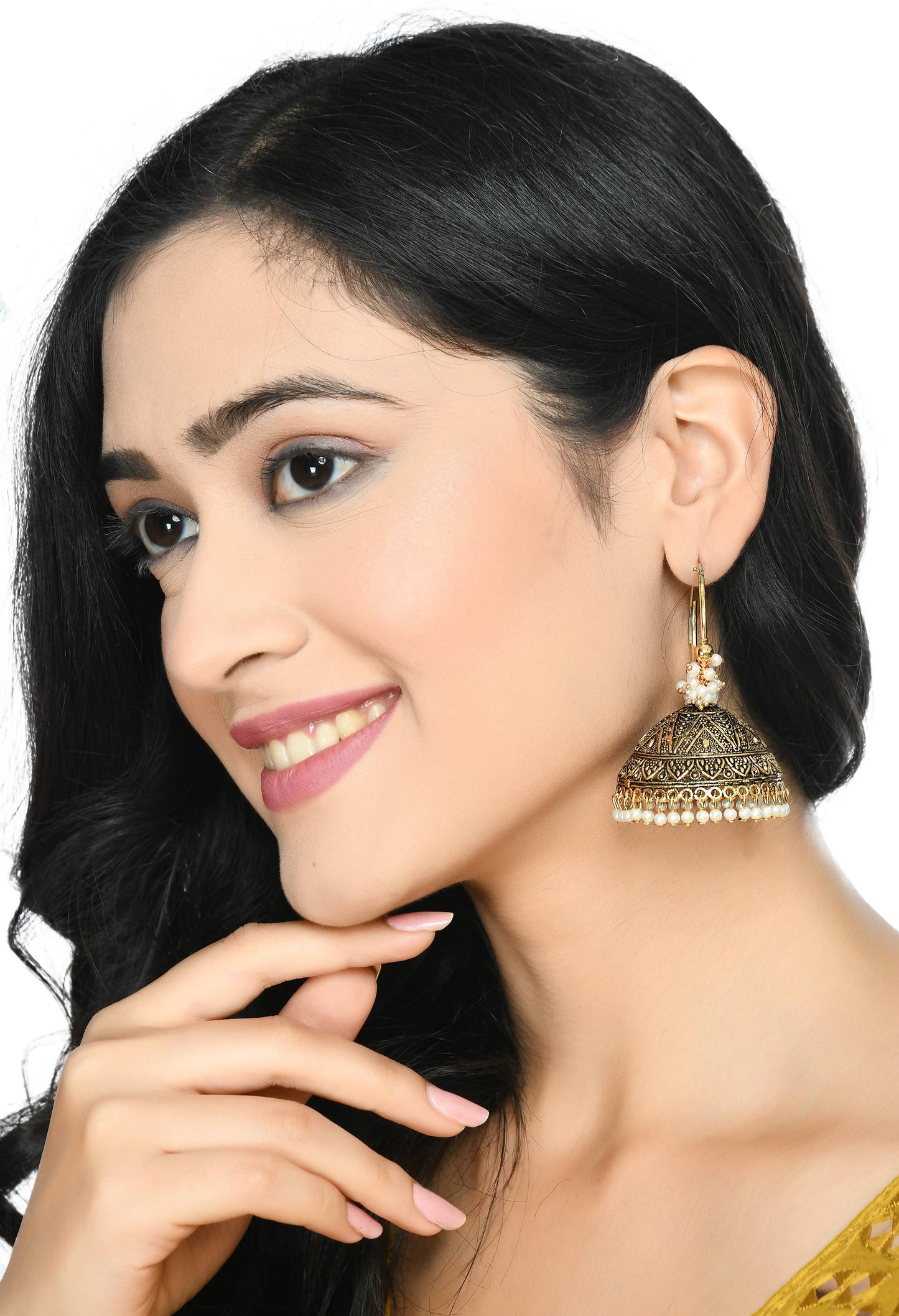 Mominos Fashion Johar Kamal Latest Designer Golden Color Jhumkas - Swadesiicart