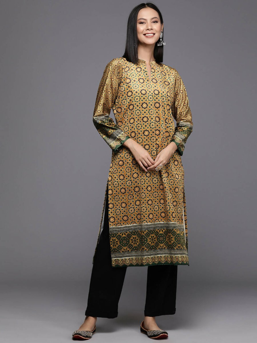 Ahalyaa Women's Traditional wear Kurta - Mustard | Swadesiicart