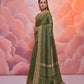 Vishnu Weaves Women's Mahendi Cotton Self Weaving Saree with Blouse - Swadesiicart