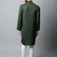 Even Apparels Green Color Viscose Pure Cotton Men's Kurta With Band Collar (SLD1197) | Swadesiicart