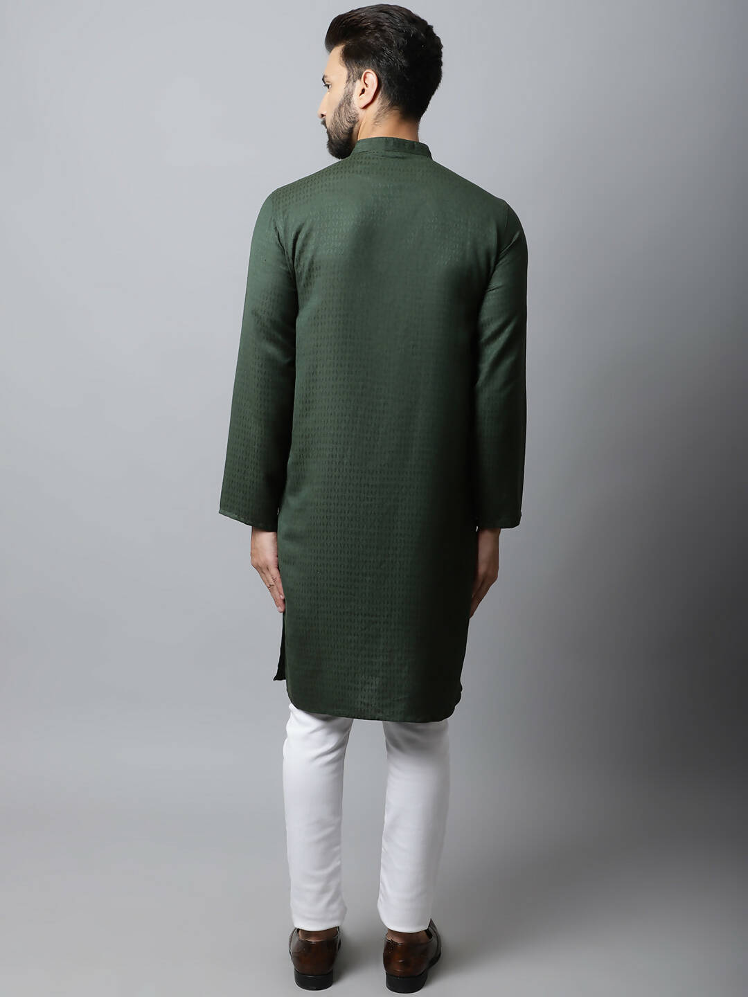 Even Apparels Green Color Viscose Pure Cotton Men's Kurta With Band Collar (SLD1197) | Swadesiicart