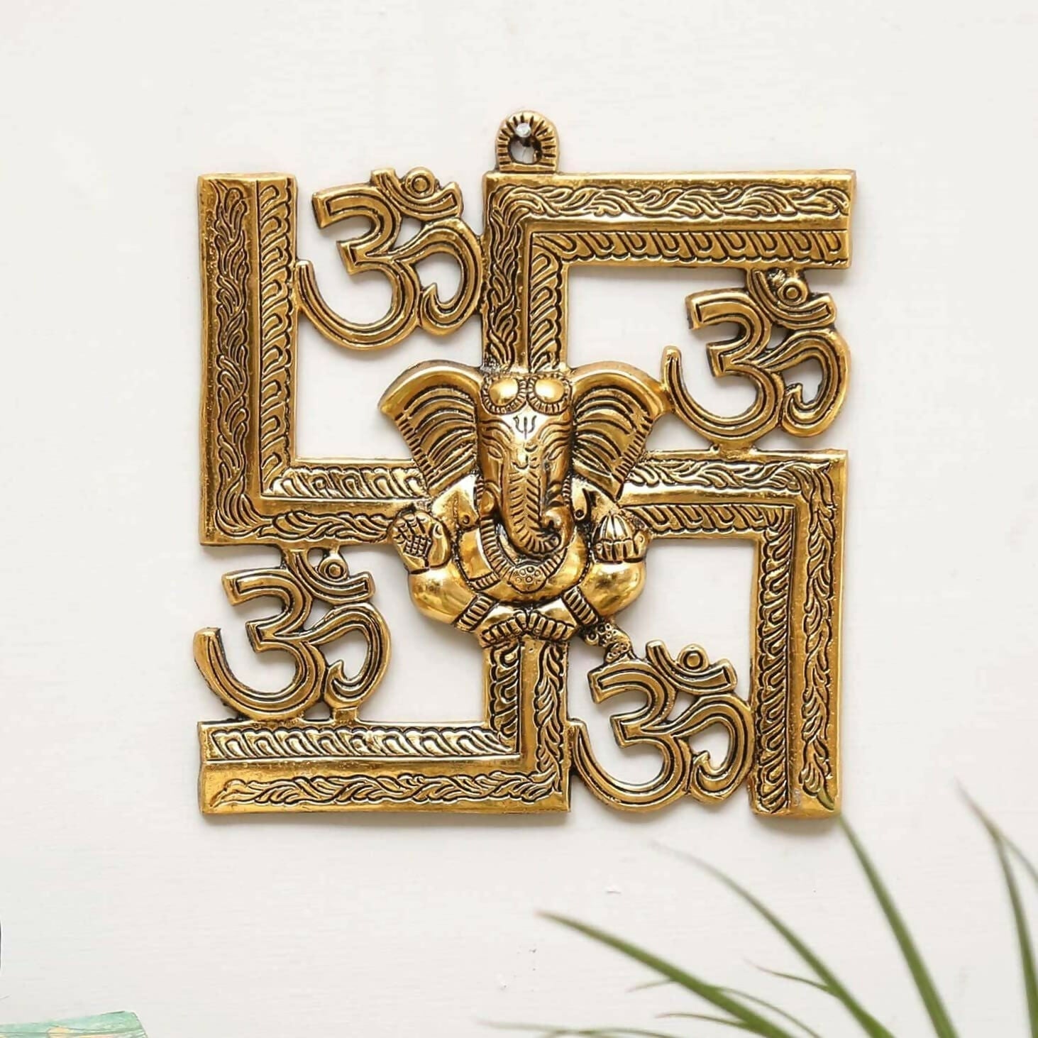 KridayKraft Ganesha Metal Statue Ganpati Wall Hanging Sculpture - Swadesiicart