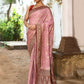 Joban Fashion Nude Pink Crepe Chiffon Pure Handloom Banarasi Silk Saree | Swadesiicart