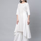 Ahalyaa Women's Off white Pure Cotton Printed Asymmetric Kurta Palazzo Set | Swadesiicart
