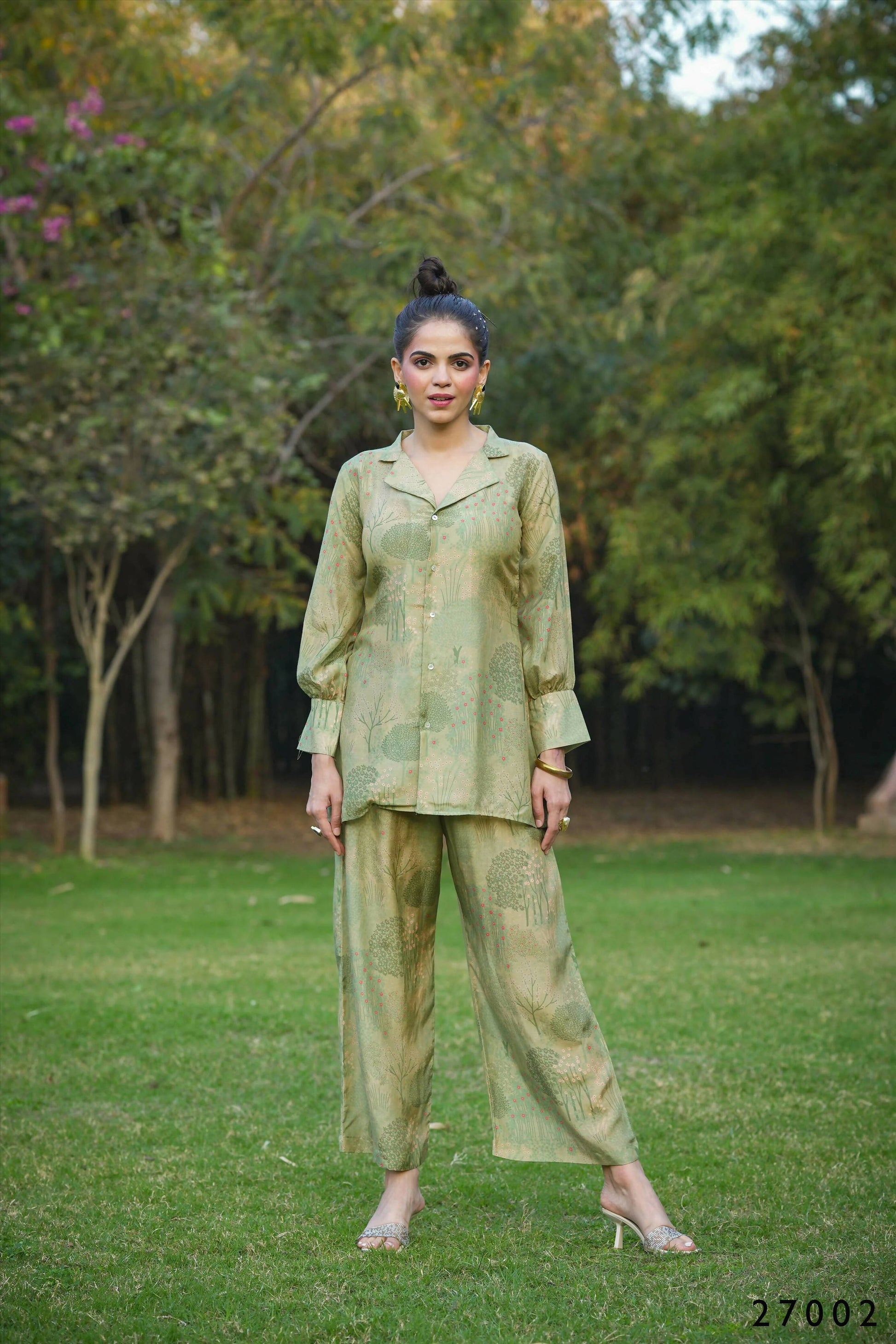Women's Casual Fashionable Mahendi Mull Cotton co-ord set - Anya - Swadesiicart