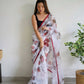 Vamsee White Organza Saree - Swadesiicart