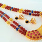 Pink & Blue Beaded Peacock Necklace Set