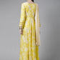 Ahalyaa Womens Lemmon Yellow Crepe Digital Printed Drapped Dress | Swadesiicart