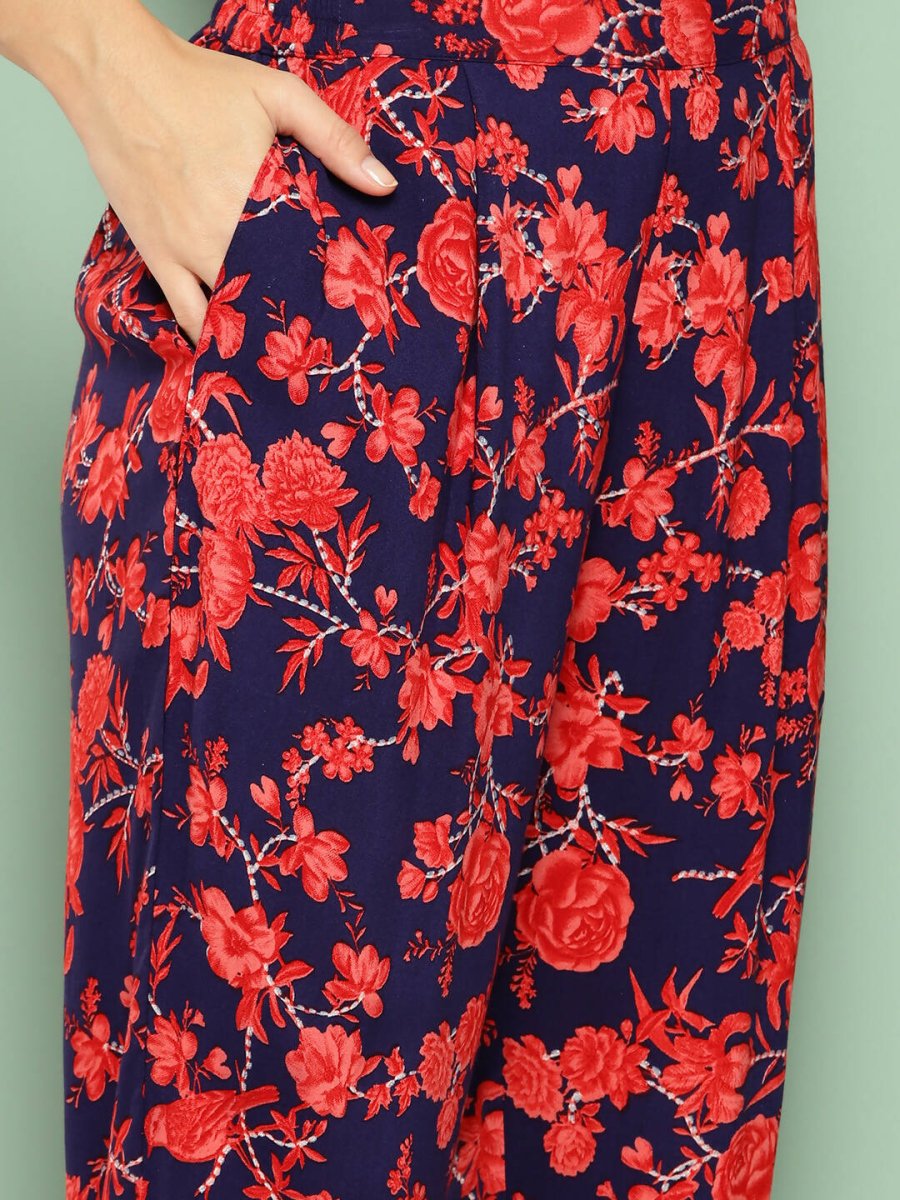 Ahalyaa Womens Kurta Set - Navy Blue | Swadesiicart