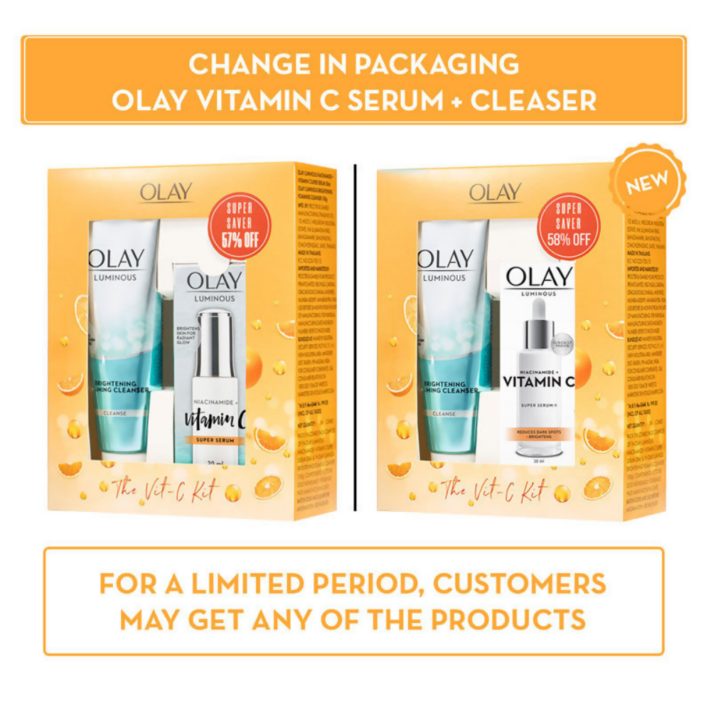 Olay Hydration Boost Kit With Niacinamide + Vitamin-C Super Serum & Cleanser - Swadesiicart