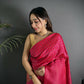 Joban Fashion Hot Pink Banarasi Soft Lichi Silk Checks & Woven Saree | Swadesiicart