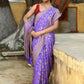 Joban Fashion Dark Lilac Crepe Chiffon Pure Handloom Banarasi Silk Saree | Swadesiicart