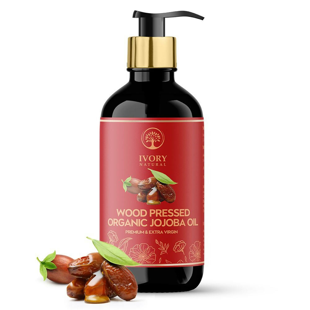 Ivory Natural Wood Pressed Organic Jojoba Oil Premium & Extra Virgin For Smooth Dry Skin, Avoid Flakiness, & Improve Skin Elasticity | Swadesiicart