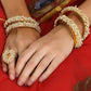 Mominos Fashion Kamal Johar Pearls Golden Off White Beads Bangles Set