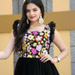 Jyoti Fashion Women's Black Sequins Thread Embroidery Faux Blooming Anarkali Dress | Swadesiicart