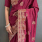 Vastranavya Pink Vichitra Silk Zari with Swarovski Work Ready to Wear Saree | Swadesiicart