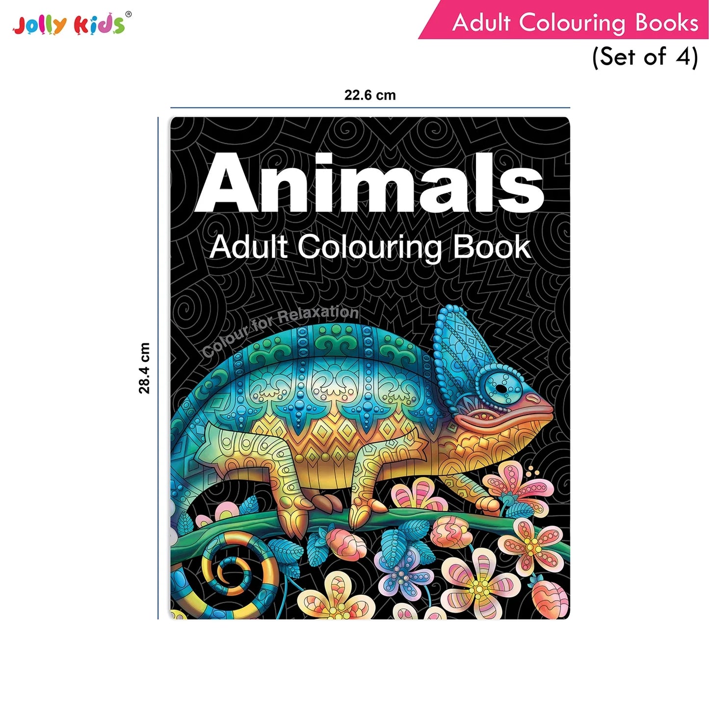Jolly Kids Adult Colouring Books Set of 4|Adults Colouring Book: Stress Relieving Designs Floral, Animals, Birds & Motivational Quotes Colouring Books - Swadesiicart