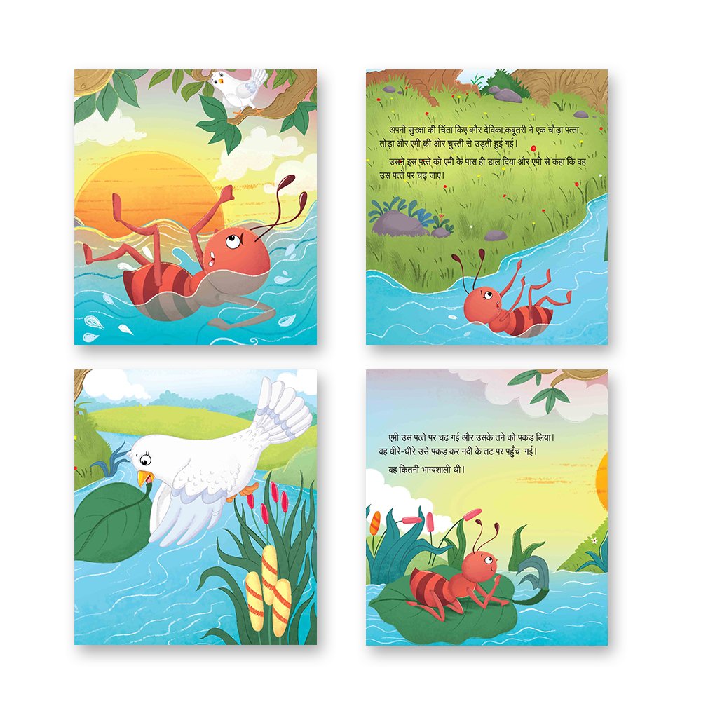 Jolly Kids Aesop's Fables Books C Set of 4 For Kids Ages 3-8 Years| Isap Ki Kahaniyan - Swadesiicart