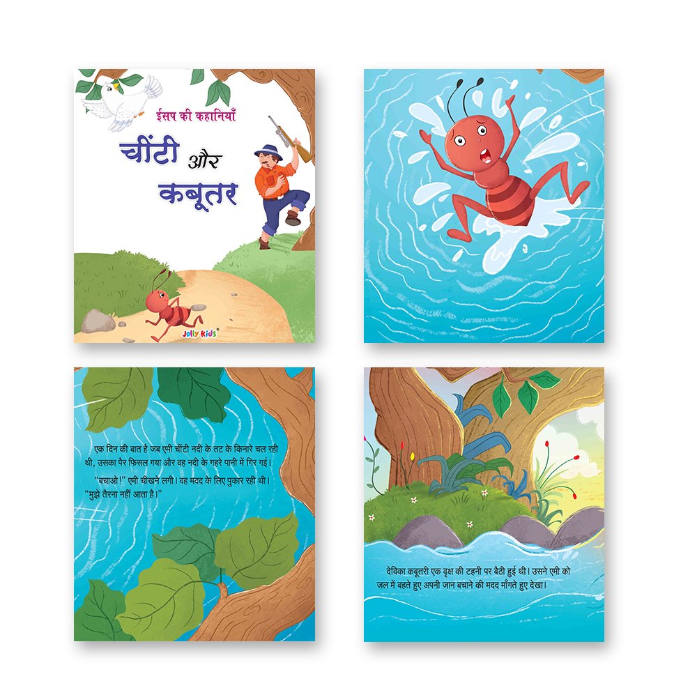 Jolly Kids Aesop's Fables Hindi Story Books Set of 12 For Kids Ages 3-8 Years| Isap Ki Kahaniyan - Swadesiicart