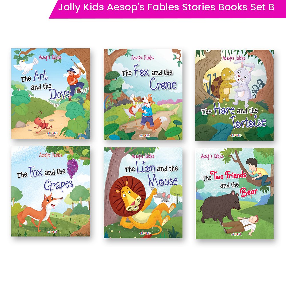 Jolly Kids Aesop's Fables Stories Books B Set of 6| Bedtime Moral Stories For Kids Ages 3-6 Years - Swadesiicart