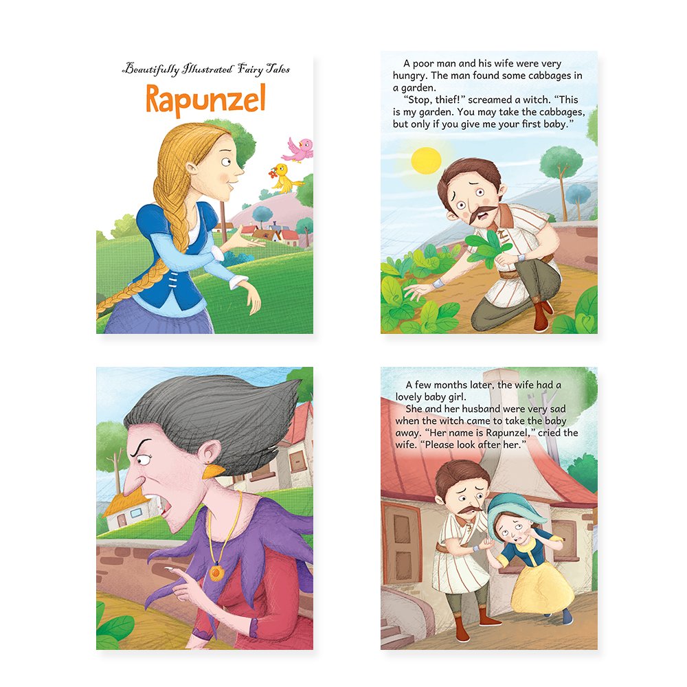 Jolly Kids Beautifully Illustrated Fairy Tales 4 in 1 Books A Set of 2| Ultimate Collection of Bedtime Megical Stories For Children Ages 3-8 Years - Swadesiicart