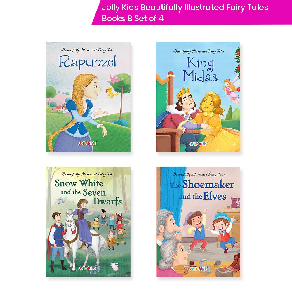 Jolly Kids Beautifully Illustrated Fairy Tales Books B Set of 4 For Kids Ages 3-8 Years| Magical Gift Stories Book - Swadesiicart