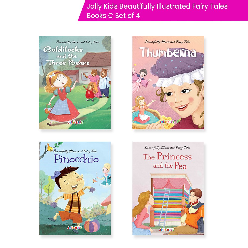 Jolly Kids Beautifully Illustrated Fairy Tales Books C Set of 4 Combo Storytelling Books For Kids Ages 3-8 Years - Swadesiicart