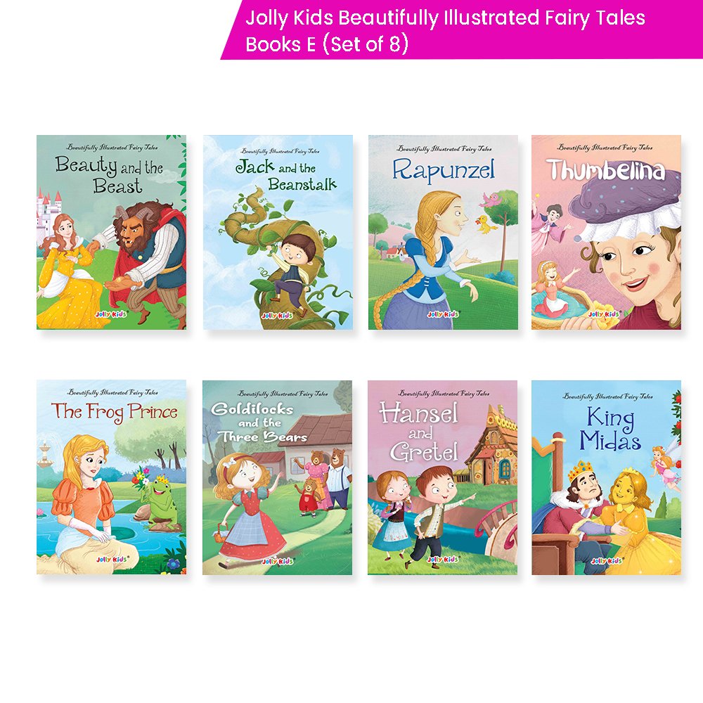 Jolly Kids Beautifully Illustrated Fairy Tales Books E Set of 8 Combo Storytelling Books For Kids Ages 3-8 Years - Swadesiicart
