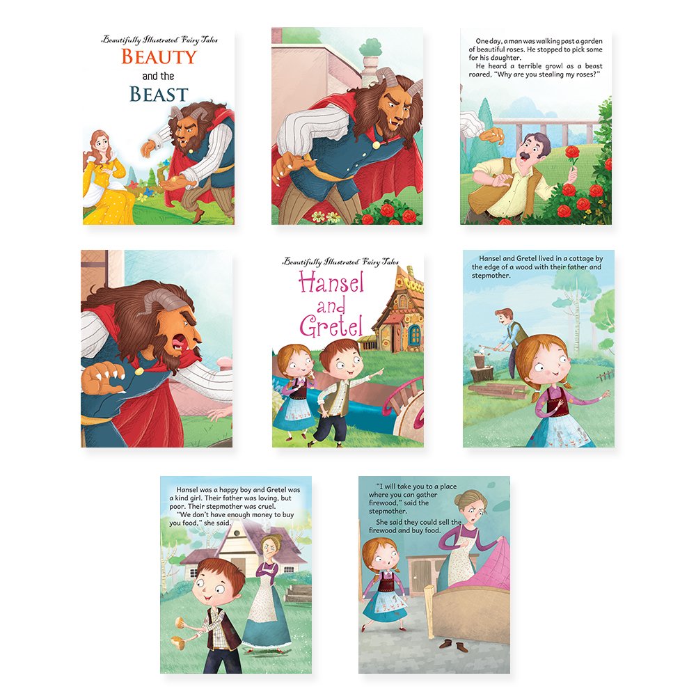 Jolly Kids Beautifully Illustrated Fairy Tales Books G Set of 16 For Kids Ages 3-8 Years| Combo Storytelling Books - Swadesiicart