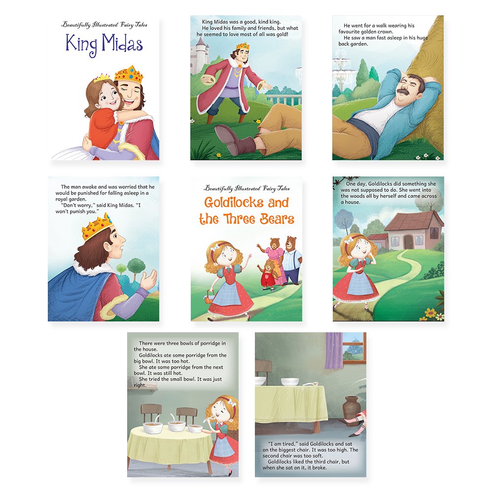 Jolly Kids Beautifully Illustrated Fairy Tales Books G Set of 16 For Kids Ages 3-8 Years| Combo Storytelling Books - Swadesiicart