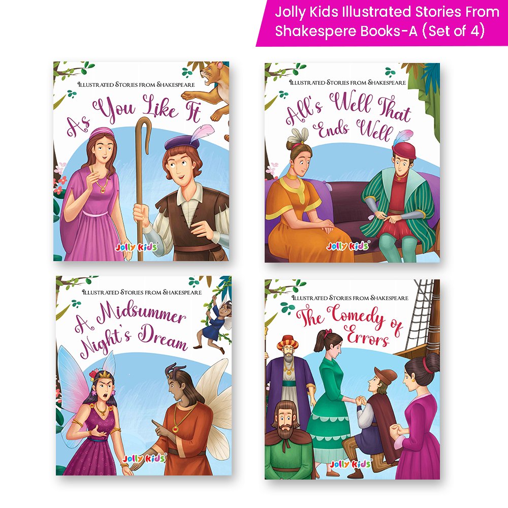 Shakespeare for Young Minds: Jolly Kids' Illustrated Stories A Combo Set of 4 Ages 6-12 Years - Swadesiicart