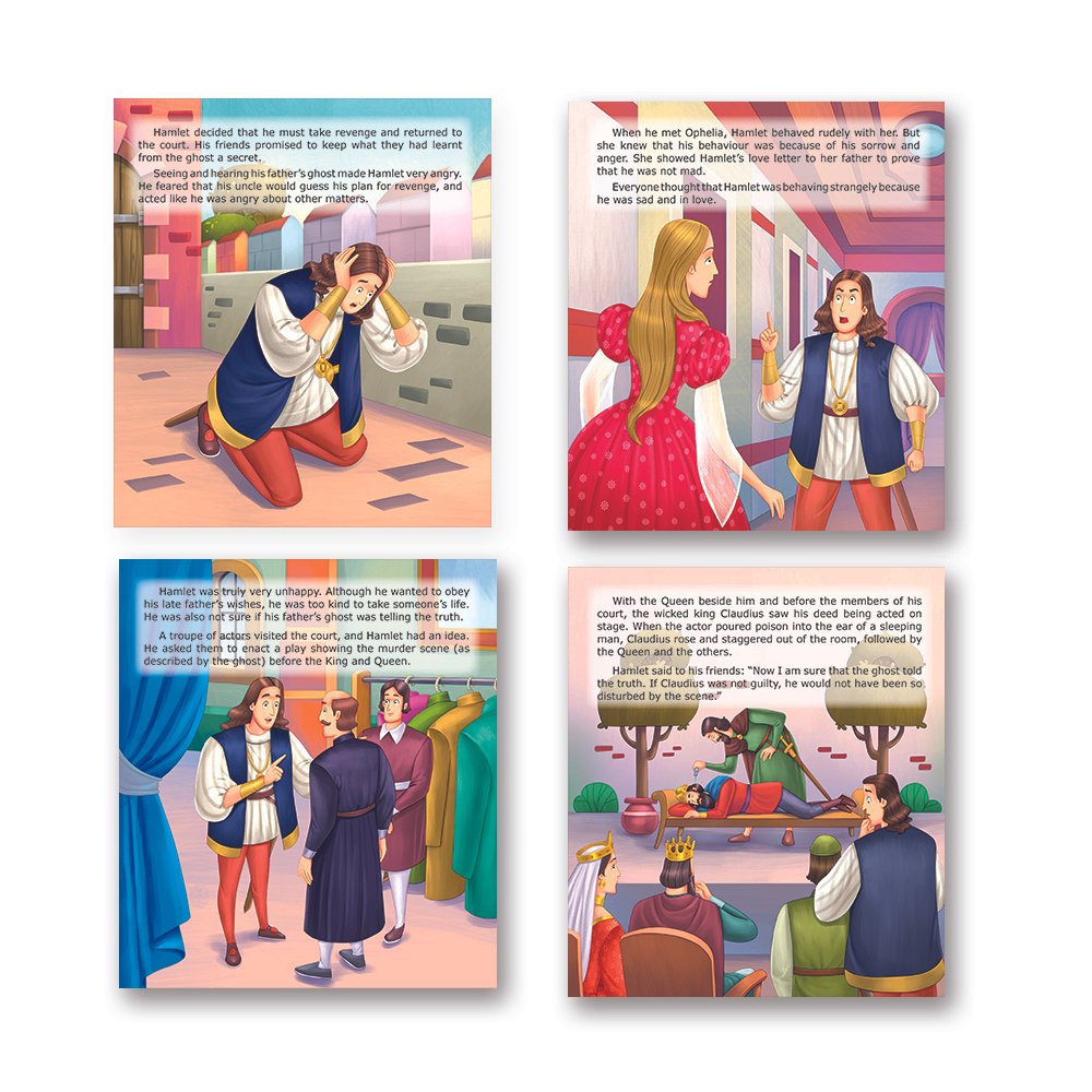 Shakespeare for Young Minds: Jolly Kids' Illustrated Stories B Combo Set of 4 Ages 6-12 Years | Hamlet, Macbeth, Much Ado About Nothing, Othello - Swadesiicart