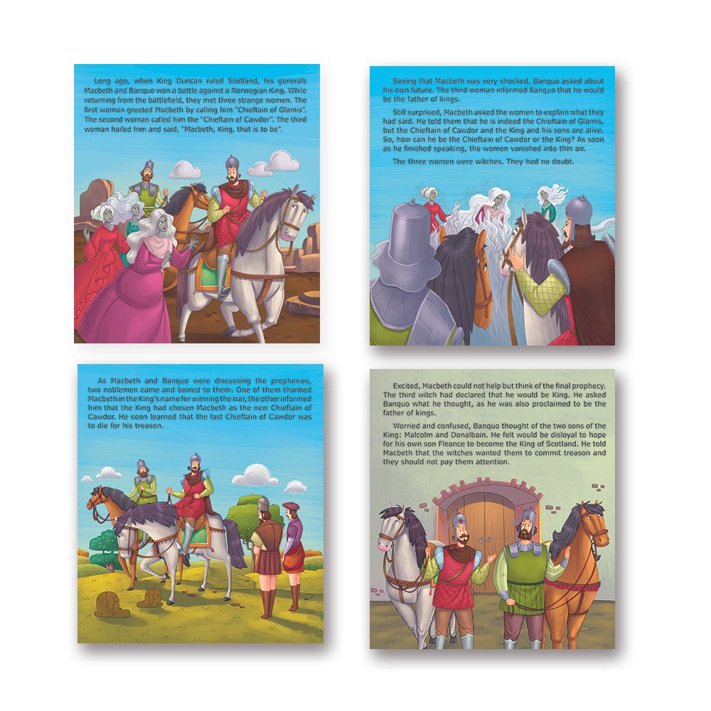 Shakespeare for Young Minds: Jolly Kids' Illustrated Stories B Combo Set of 4 Ages 6-12 Years | Hamlet, Macbeth, Much Ado About Nothing, Othello - Swadesiicart