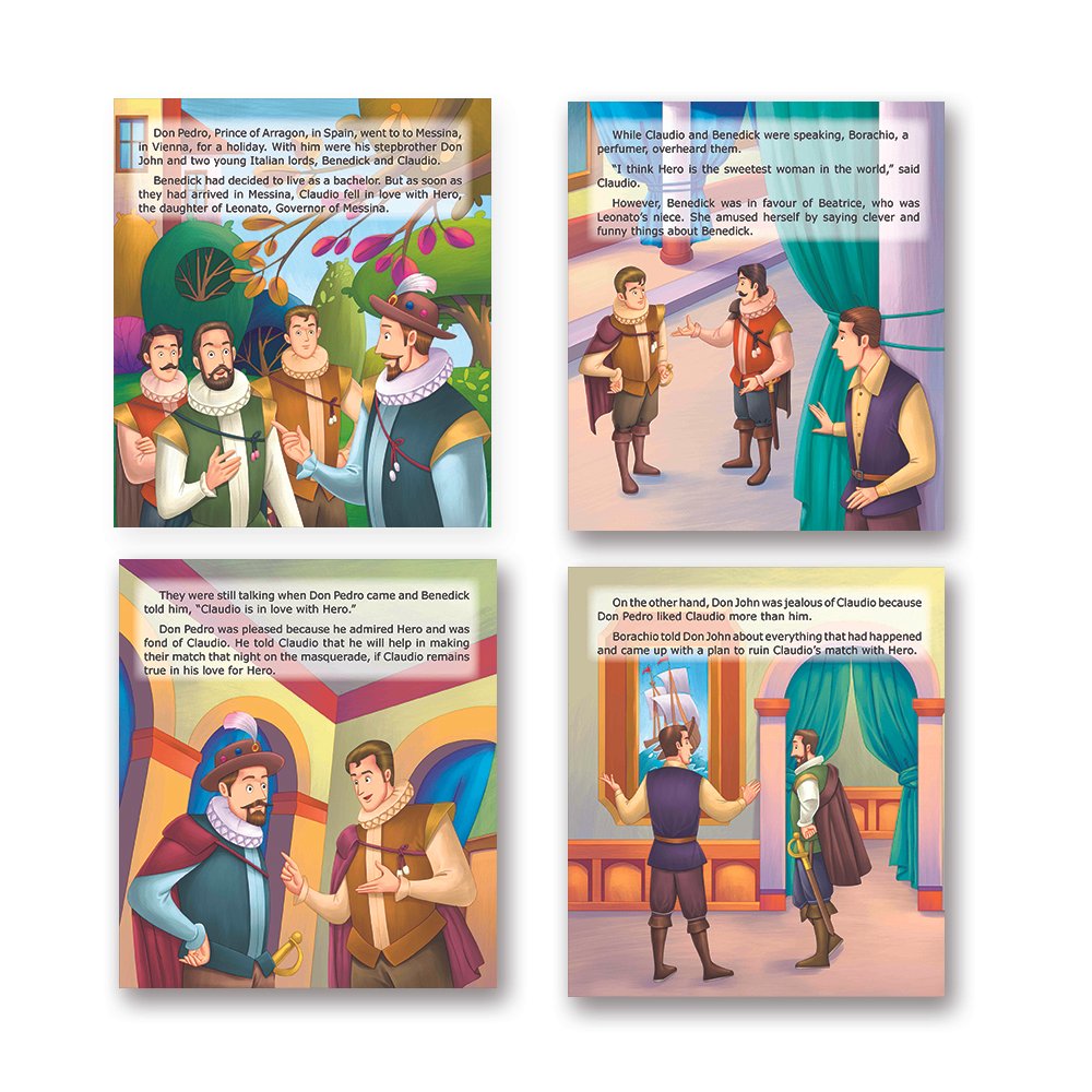 Shakespeare for Young Minds: Jolly Kids' Illustrated Stories B Combo Set of 4 Ages 6-12 Years | Hamlet, Macbeth, Much Ado About Nothing, Othello - Swadesiicart