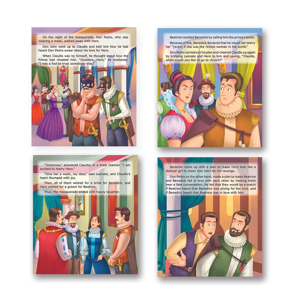 Shakespeare for Young Minds: Jolly Kids' Illustrated Stories B Combo Set of 4 Ages 6-12 Years | Hamlet, Macbeth, Much Ado About Nothing, Othello - Swadesiicart