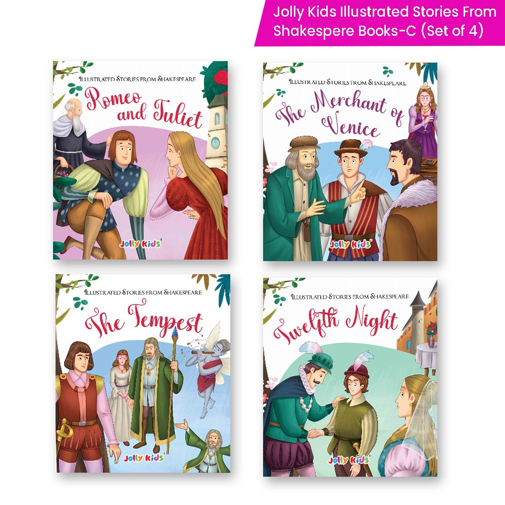 Shakespeare for Young Minds: Jolly Kids' Illustrated Stories C Combo Set of 4 Ages 6-12 Years - Swadesiicart