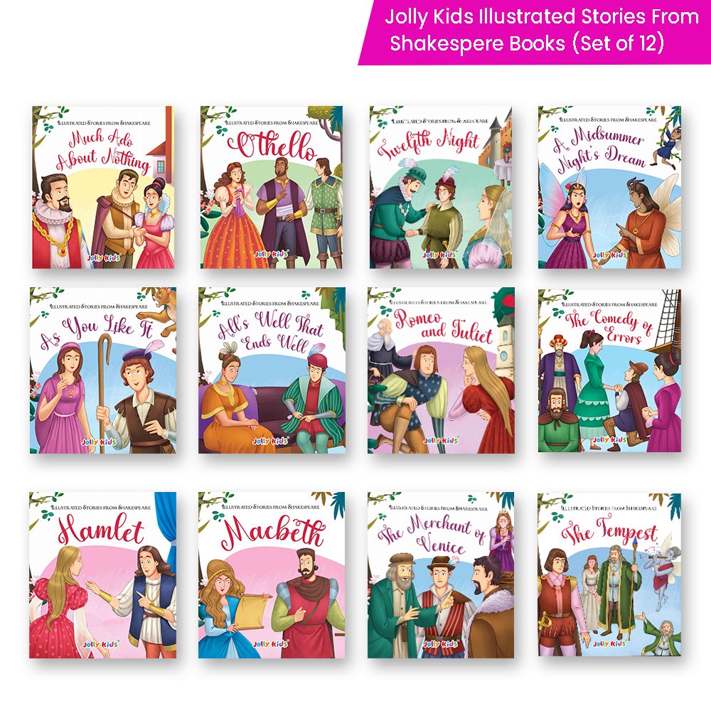Shakespeare for Young Minds: Jolly Kids' Illustrated Stories Combo Set of 12 Ages 6-12 Years| Family Bonding through Classics Educational Literature - Swadesiicart