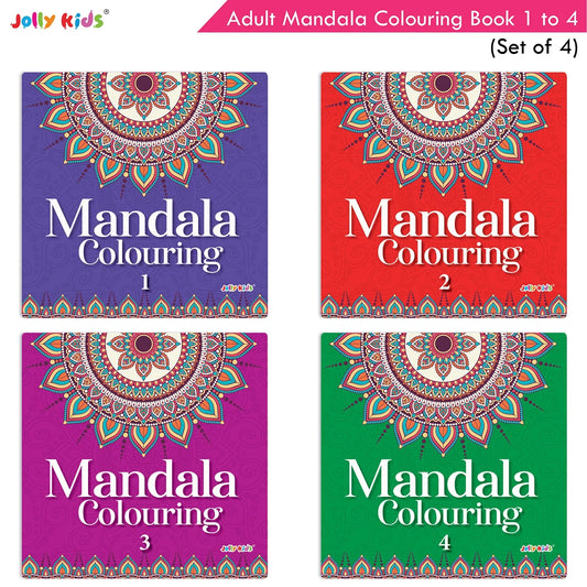 Jolly Kids Adults Mandala Colouring Books Set of 4| Ideal for Stree Relieving, Relaxing and Meditation Books for Teenagers - Swadesiicart