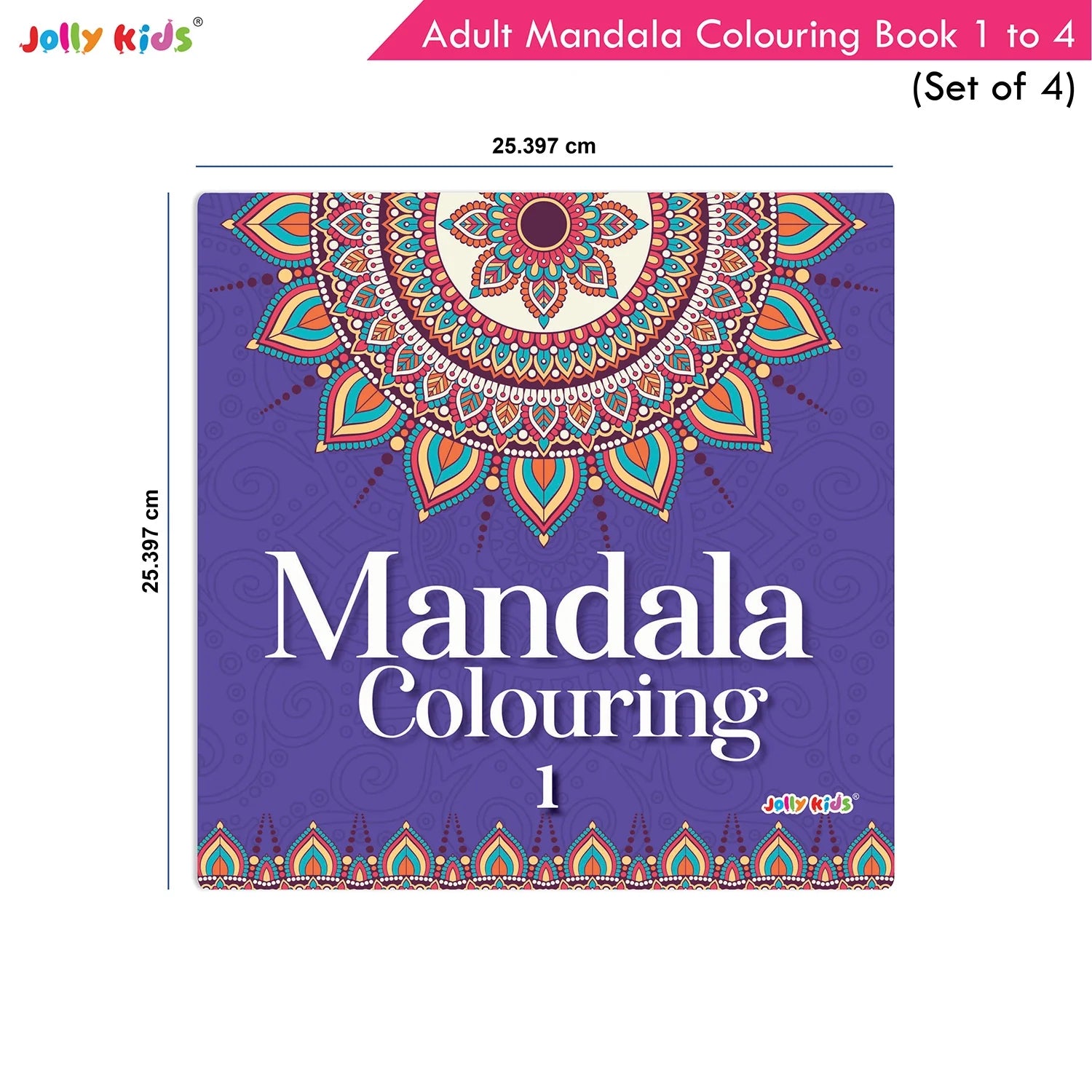 Jolly Kids Adults Mandala Colouring Books Set of 4| Ideal for Stree Relieving, Relaxing and Meditation Books for Teenagers - Swadesiicart