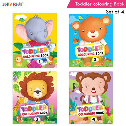Jolly Kids Toddler Colouring Die-Cut Animals Shape Activity Books Set of 4 for Kids| Ages 1-6 Years - Swadesiicart