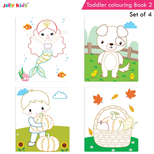 Jolly Kids Toddler Colouring Die-Cut Animals Shape Activity Books Set of 4 for Kids| Ages 1-6 Years - Swadesiicart