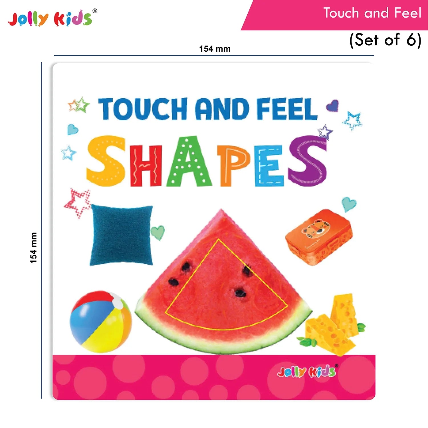Jolly Kids Touch and Feel Picture Learning Sensory Development Padded Board Books Set of 6 for Infants, Toddlers Gift Ages 0-12 Months - Swadesiicart