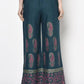 Aniyah Rayon Teal Blue Color Block Print Flared Slip-On Palazzo (AN-222K)