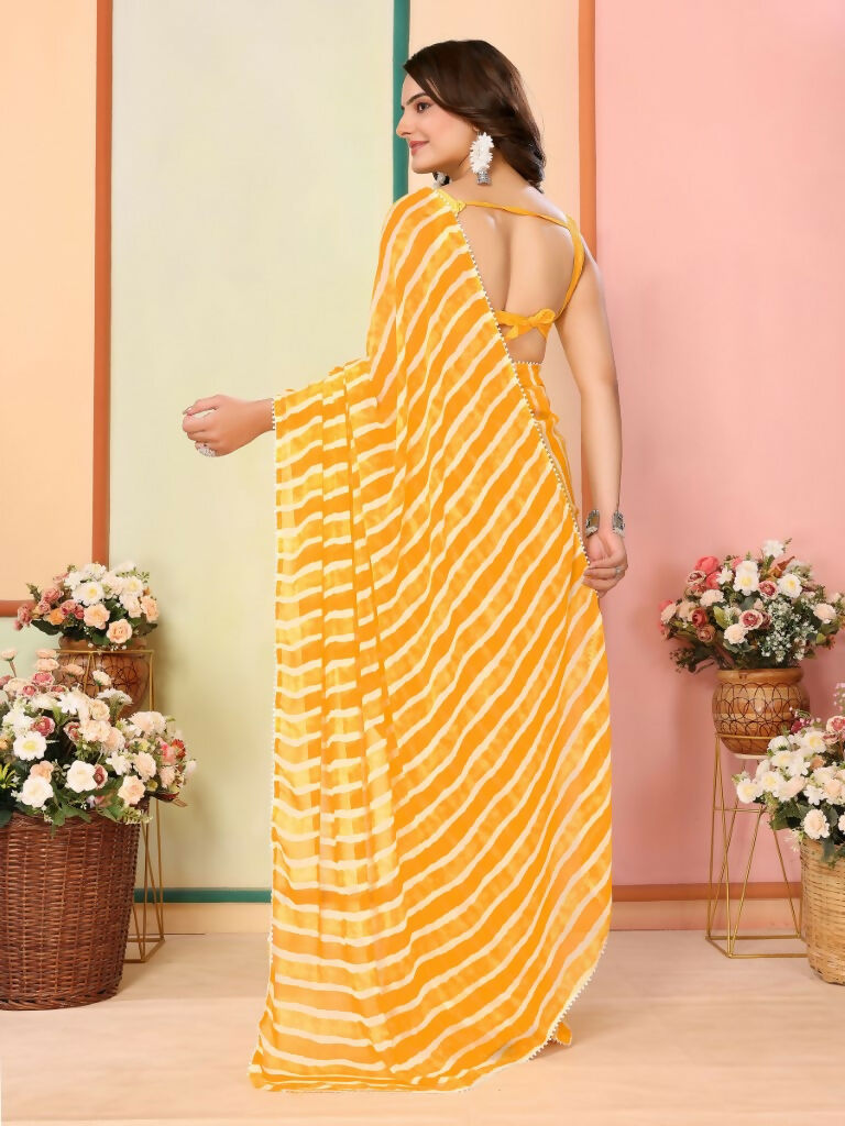 Yellow Georgette Designer Printed Ready To Wear Saree - Elite | Swadesiicart