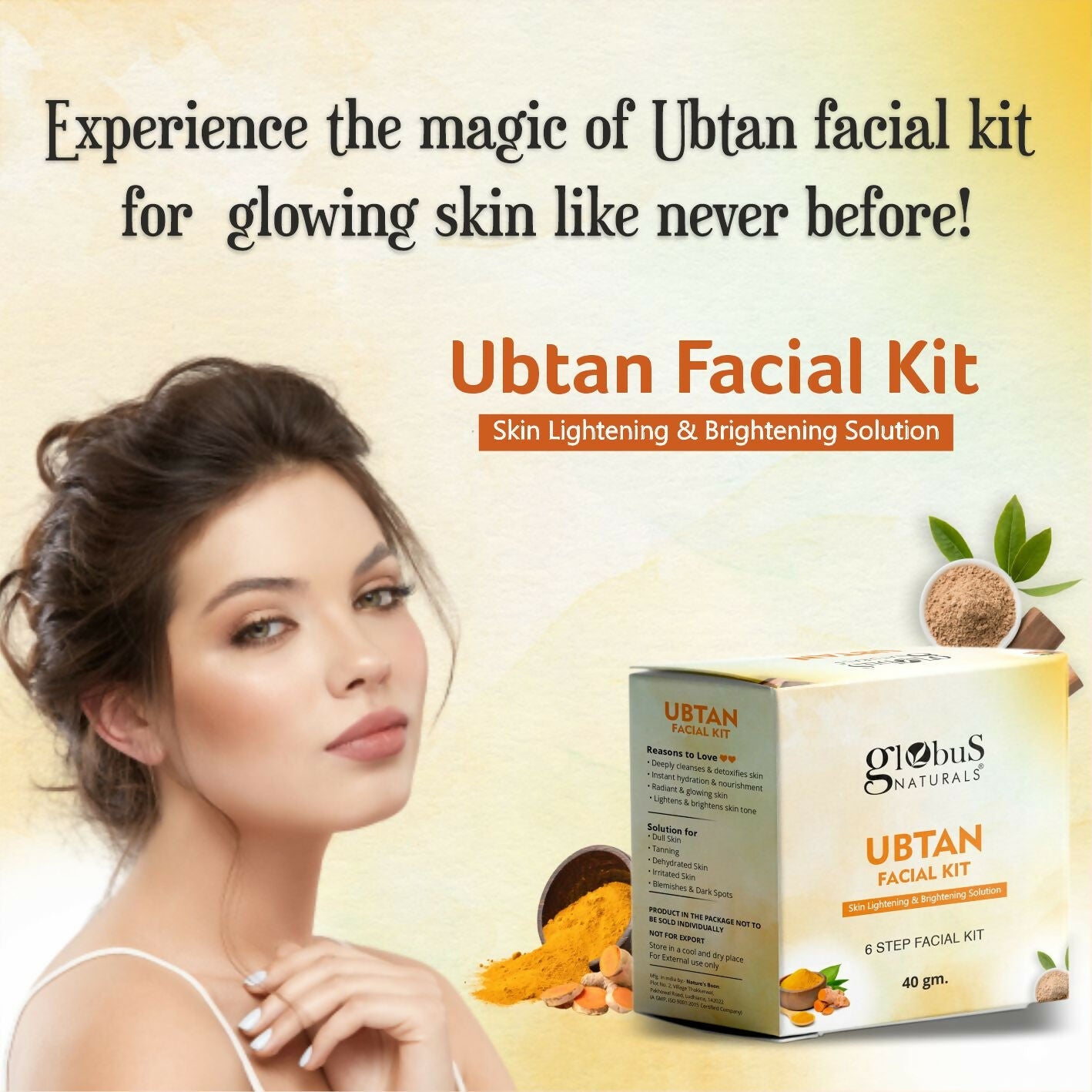Globus Naturals Brightening Ubtan 6 Step Facial Kit | Swadesiicart