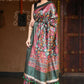 Very Much Indian Handloom Pure Tussar Silk With Floral Prints - Green | Swadesiicart