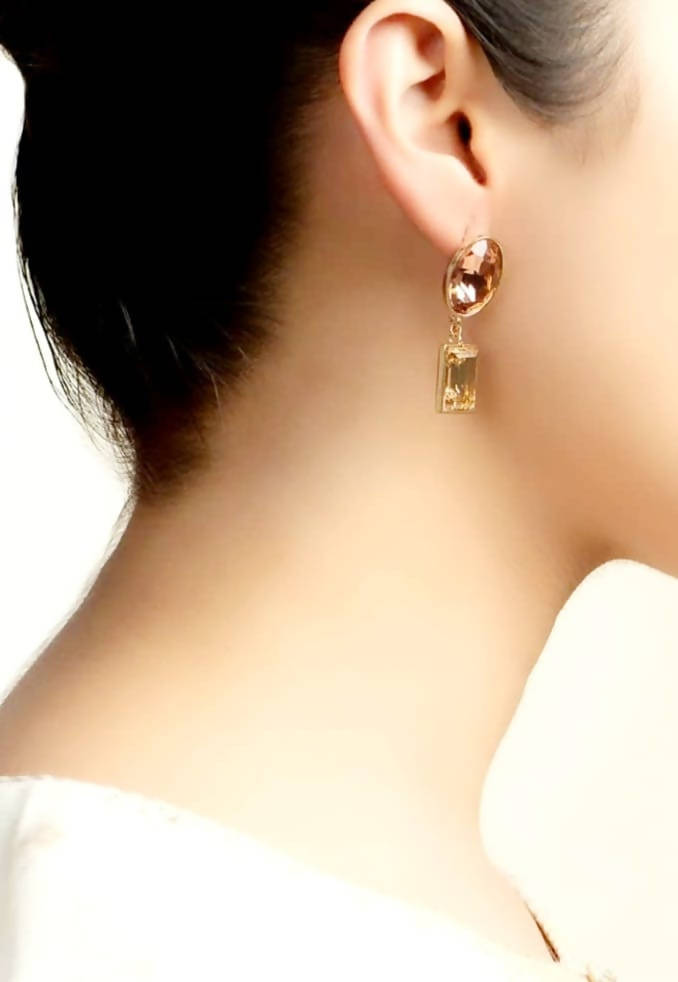 Bling Accessories Swarovski Golden Shadow Crystal Earrings | Swadesiicart