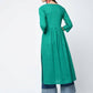 Aniyah Cotton Solid Flared Kurta With Key Hole Neck In Turquoise (AN-104K) - Swadesiicart