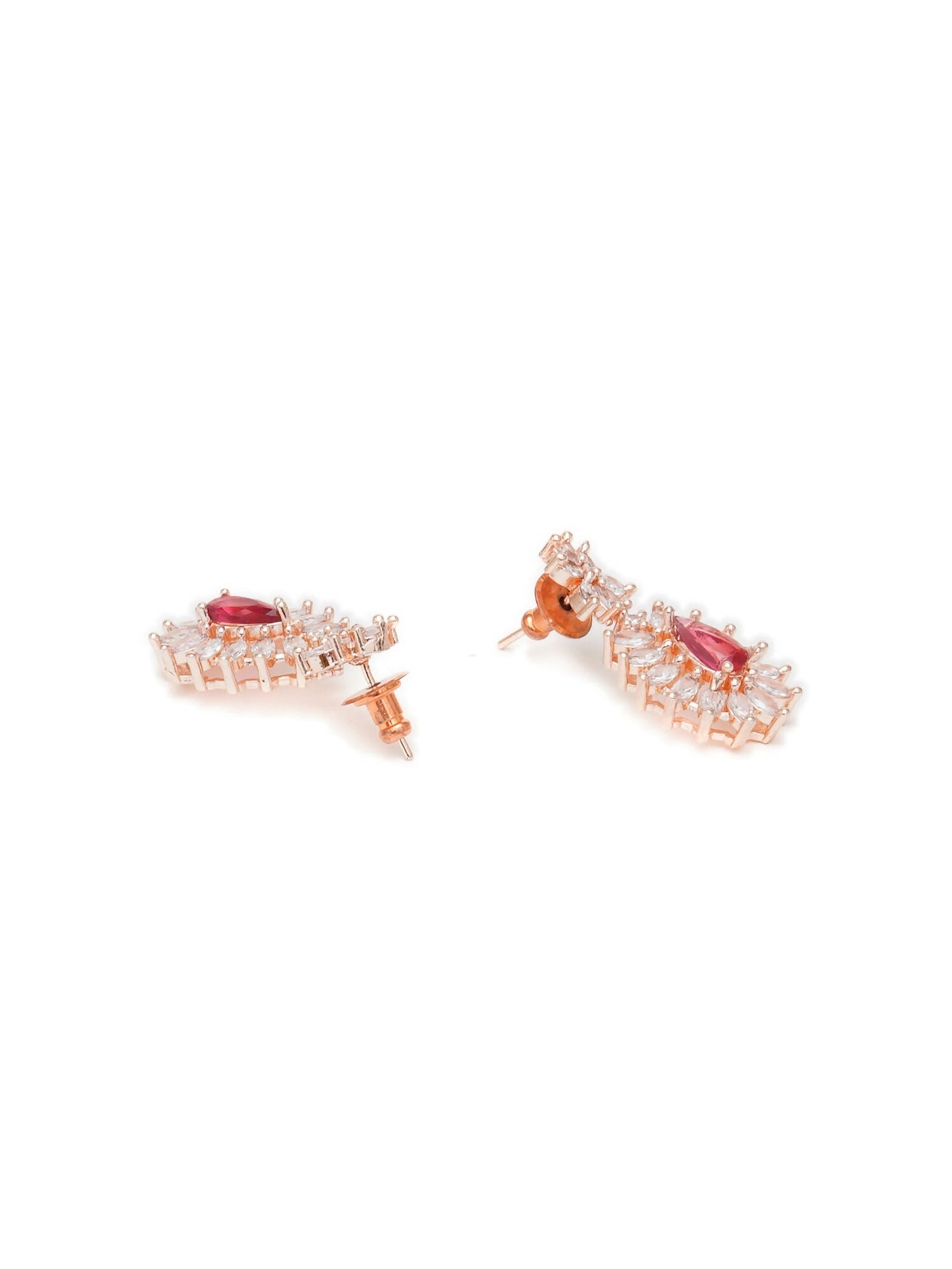 Long kundan earring (Red) - Ruby Raang - Swadesiicart